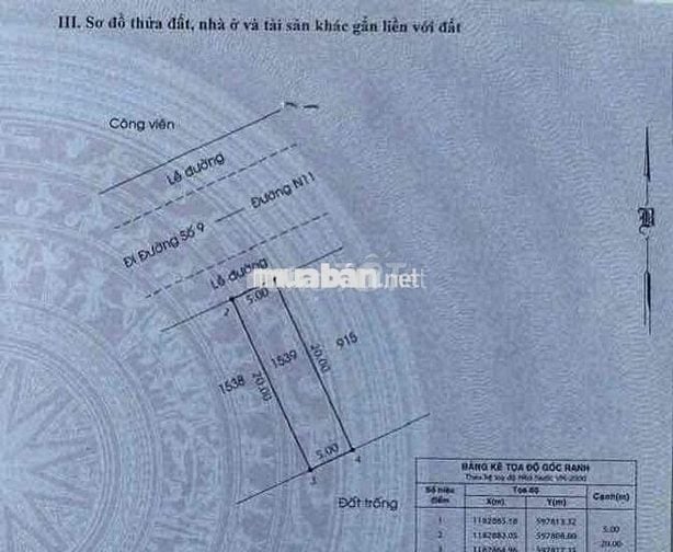 Cần bán Lô đất Phong phú 4 , DT 5x20 .  Đã cố Sổ hồng