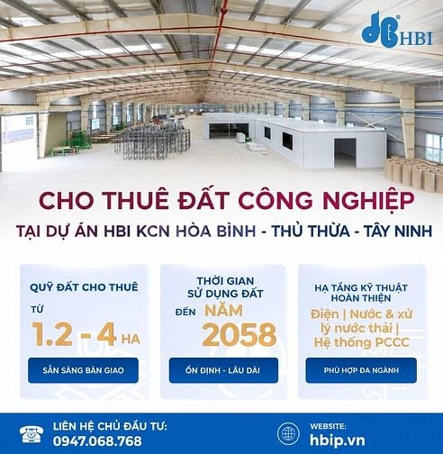 Cho thuê 1ha đất dịch vụ tại KCN Hòa Bình, vị trí đẹp ngay đầu KCN