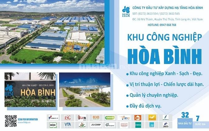 Cho thuê 1ha đất dịch vụ tại KCN Hòa Bình, vị trí đẹp ngay đầu KCN
