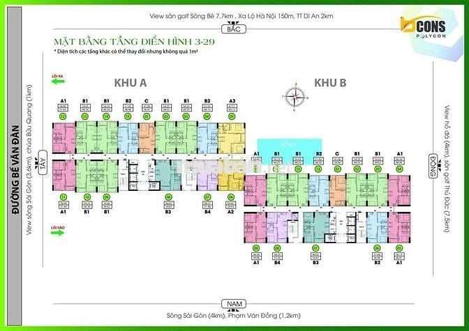 Chung cư Polygon cho thuê 2 phòng 7 triệu xuyên suốt