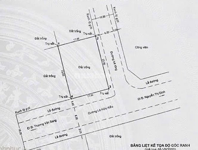 Lô đất góc 2MT Lê Hữu Kiểu đối diện Villa Mỹ Tâm_CN 391m2_ 160tr/m2 TL