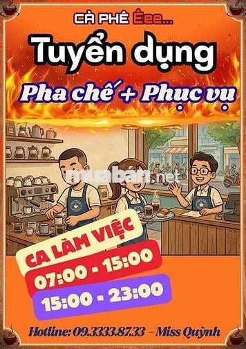 QUÁN CÀ PHÊ TUYỂN DỤNG PHA CHẾ VÀO LÀM NGAY.