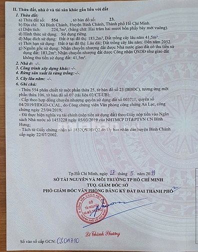 Bán Đất Bình Chánh 5x44.5 ( Tương lai Trường Học sát bên đường 20m