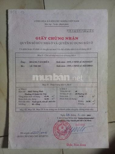 Tôi chính chủ cần bán căn nhà 825/4 Thống Nhất, Gò Vấp, 3,2x12, 4,5tỷ