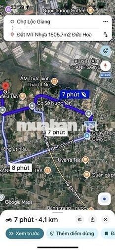 Đất Đức Hoà gần chợ,KCN 1505,7m2 thổ cư đường nhựa 2tỷ850tr Sổ hồng