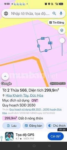 Lô đất 300m2 hẻm oto Đức Hòa Long An