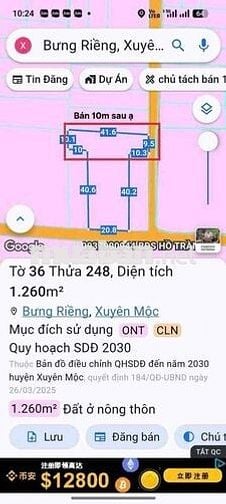 Bán Đất tại Xã Bưng Riềng, 1,95 tỷ, 420m2, còn thương lượng nếu thiện