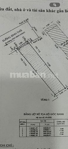Chính Chủ Bán Nhà Mặt Tiền 117 Bình Thới P11Q11 