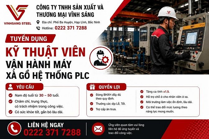 Tuyển Dụng KTV Đứng Máy Xà Gồ - Hành Chính Nhân Sự - NV Kho