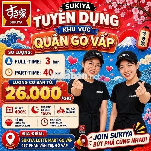 NHÀ HÀNG SUKIYA TUYỂN DỤNG TOÀN HỆ THỐNG