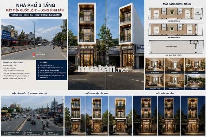 Mình có cặp nhà ngay mặt tiền QL51 ngay Long Bình Tân sổ riêng ngộp