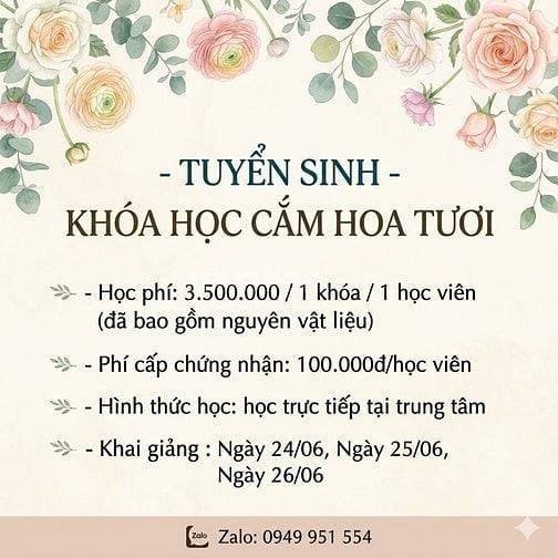 Tuyển sinh khóa học cắm hoa tươi mở shop