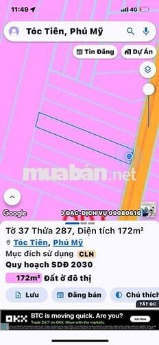 Cần bán nhanh lô đất 5x35m 40 tc Đường 1 sẹt phú mỹ tóc tiên 800tr