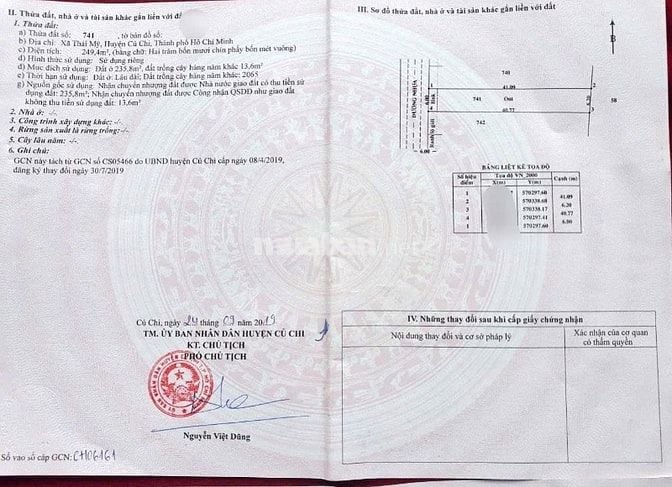 VỠ NỢ CẦN BÁN GẤP LÔ ĐẤT FULL THỔ CƯ 249m2 NHỰA THÁI MỸ GIÁ 750 TRIỆU