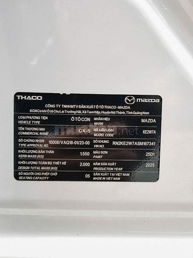Mazda CX5 2.0 Prenium Exclusive Sản xuất 2025 Màu Trắng xe đẹp như mới