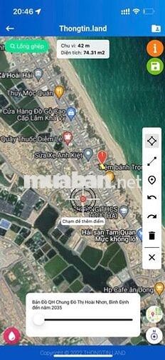 CHÍNH CHỦ BÁN ĐẤT THỔ CƯ SÁT BIỂN HOÀI NHƠN ĐÔNG CHỈ 50M ĐI BỘ RA BIỂN