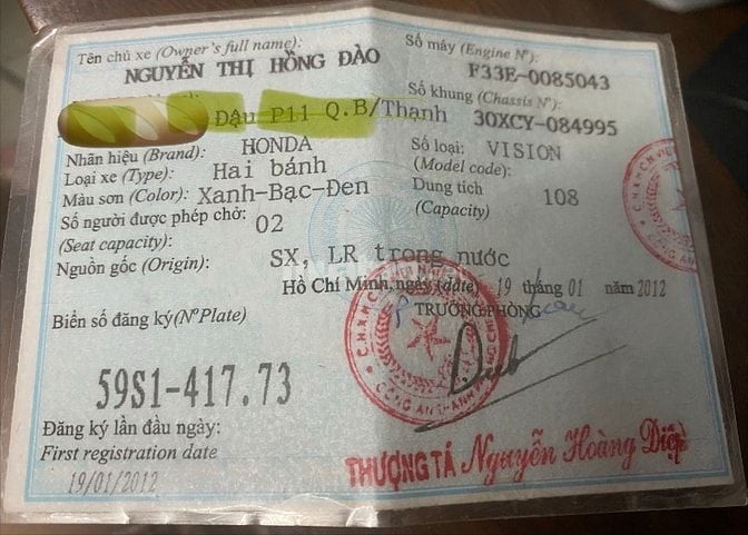Bán xe Vision xanh đen êm đẹp 