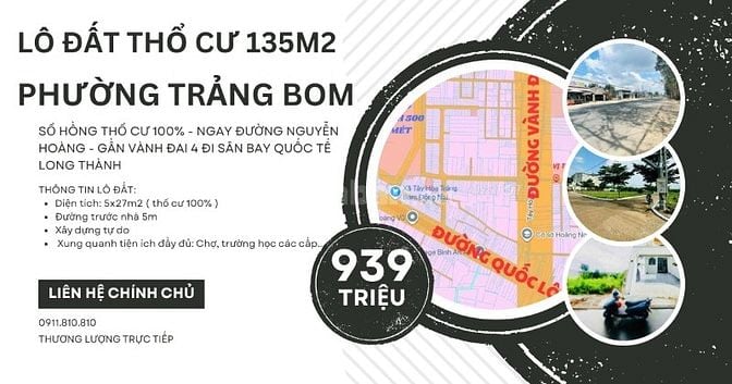 Đất Thổ Cư Ngay đường Nguyễn Hoàng, gần vành đai 4, Dân Cư đông