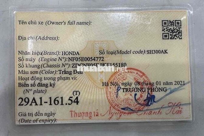Cần bán xe Honda SH 300AK chính chủ, biển Hà Nội,