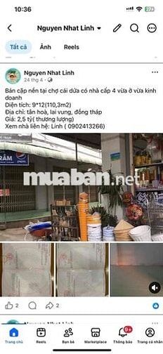 Bán cặp nền tại chợ cái dứa có nhà cấp 4 vừa ở vừa kinh doanh Diện tíc
