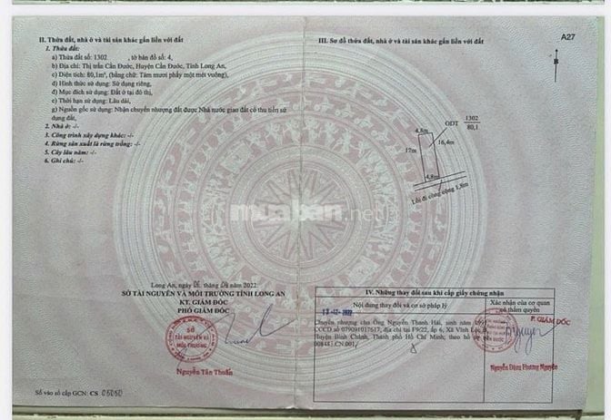 Đất Chính Chủ sổ Hồng Riêng Chỉ 650tr-Sau lưng chợ Cần Đước