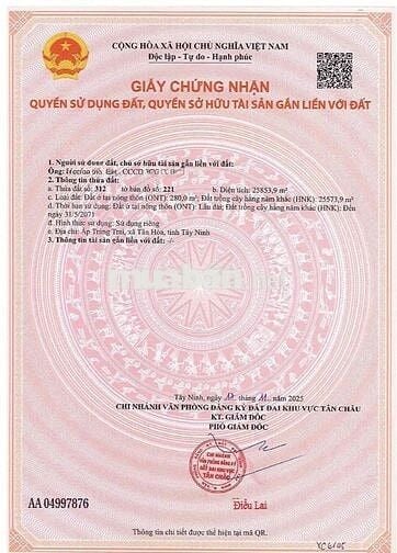 Cần bán miếng đất ấp trảng trai, xã tân hoà, tỉnh tây ninh