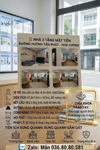 ​🏠 CHÍNH CHỦ GỬI BÁN NHÀ 3 TẦNG ĐƯỜNG HUỲNH TẤN PHÁT - KHU HOÀ CƯỜNG 