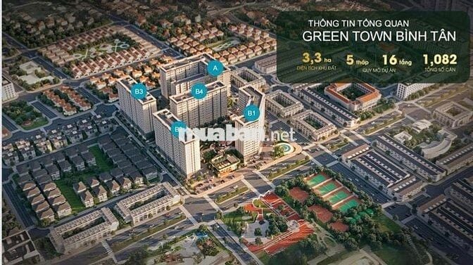 Chỉ 827tr sở hữu căn 52m2 có ban công - Green Town - Giá CĐT - CK 9%