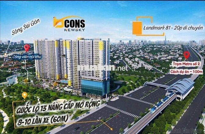 BÁN GẤP CĂN HỘ BCONS NEWSKY, 4 MẶT VIEW SÔNG SÀI GÒN, 20 PHÚT ĐẾN Q.1