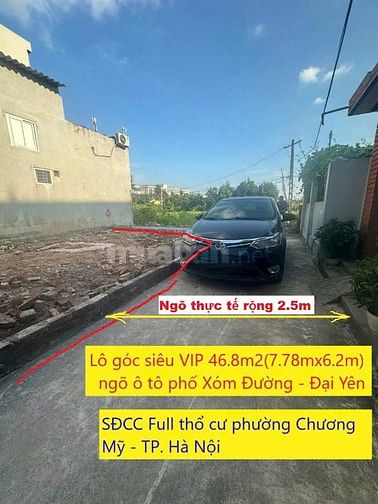 BÁN ĐẤT LÔ GÓC SIÊU ĐẸP TẠI XÓM ĐƯỜNG – ĐẠI YÊN – CHƯƠNG MỸ, HÀ NỘI