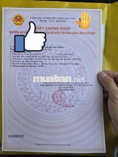 Đất SHR ngang 5,5m đường thông P.Đông Hoà TPHCM DT 96m2