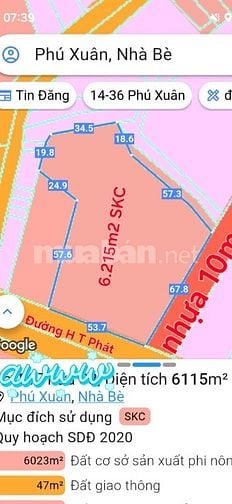 Bán 6,215m2 đất (SKC) có 1000m2 Xưởng, 2MT Huỳnh Tấn Phát, Nhà Bè