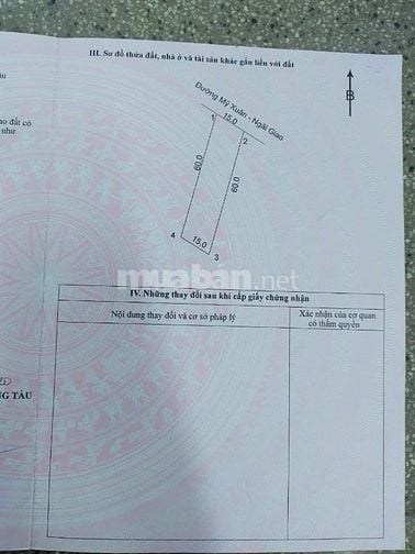 BÁN LÔ ĐẤT MẶT TIỀN ĐƯỜNG MỸ XUÂN NGÃI GIAO TP PHÚ MỸ  VŨNG TÀU 
