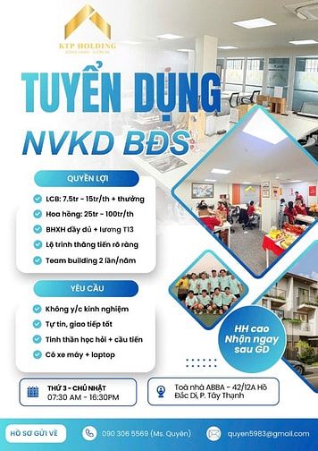 Tuyển NVKD bán nhà chính chủ - chưa KN được đào tạo, đi làm ngay