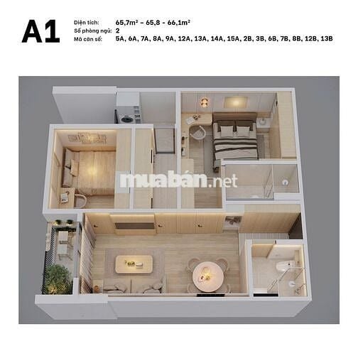  2 TỶ SỞ HỮU CĂN HỘ 2PN 65,7M² TẦNG CAO ECO LIFE HÒA HIỆP LIÊN CHIỂU
