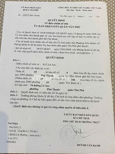 Bán nhà góc cực hiếm 74 Lê Sao Phú Thạnh Tân Phú
