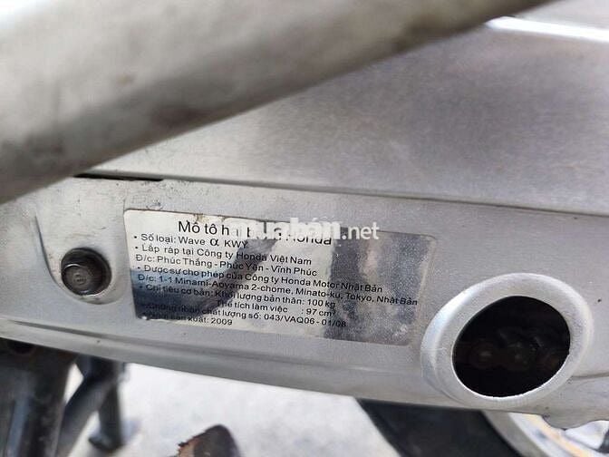Honda Wave 2009 bstp zin chưa rớt,bao ký