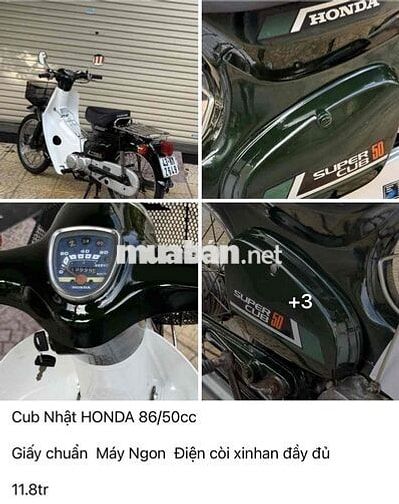 Honda Super Cub 50cc Xanh rêu, Trắng