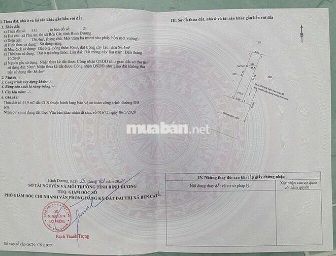Bán đất Phú An, Bến Cát, Bình Dương