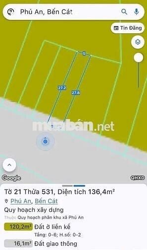 Bán đất Phú An, Bến Cát, Bình Dương