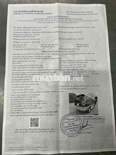 Toyota Zace 2005 GL  so san