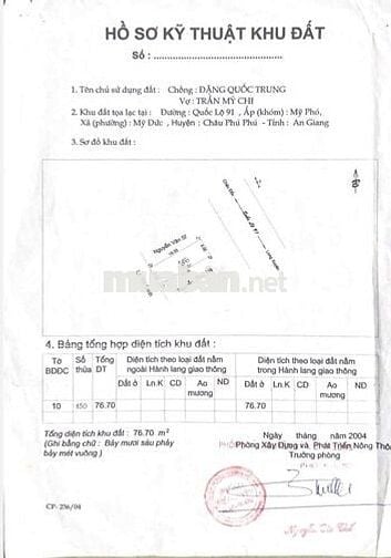Đất Thổ cư mặt tiền Quốc Lộ 91 chắn trước KDL Vạn Hương Mai
