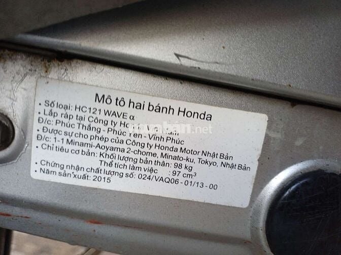 Honda Wave Alpha 2015 Bạc 97cc
