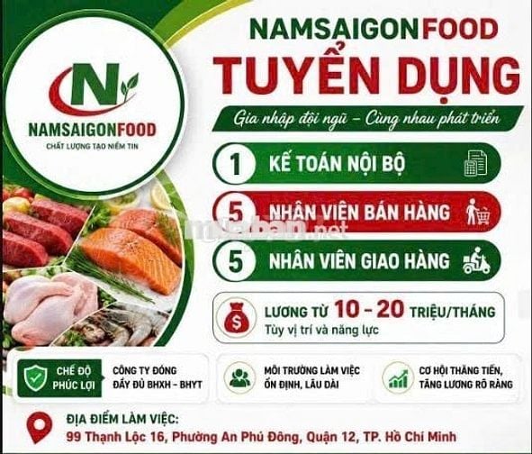 🔥 NAMSAIGONFOOD TUYỂN NHÂN VIÊN BÁN HÀNG