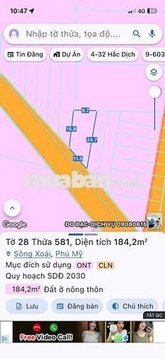 🏡 Đất Sông Xoài Phú Mỹ 100m² Thổ Cư – Giá Chỉ 1,5 Tỷ