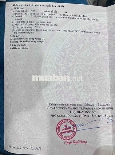 Chính chủ cần bán đất Tân Thạnh Đông (Gia hạn sử dụng đất tới 2075)