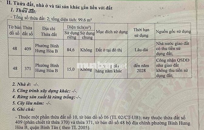 Đất Bán(SHR) 5tỷ2 99,6m2 Bình Thành, BHH.B, Bình Tân