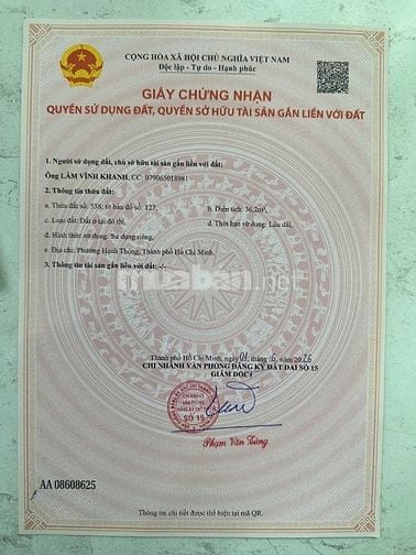 Bán đất trống hẻm 7m số 334 đường Hoàng Hoa Thám