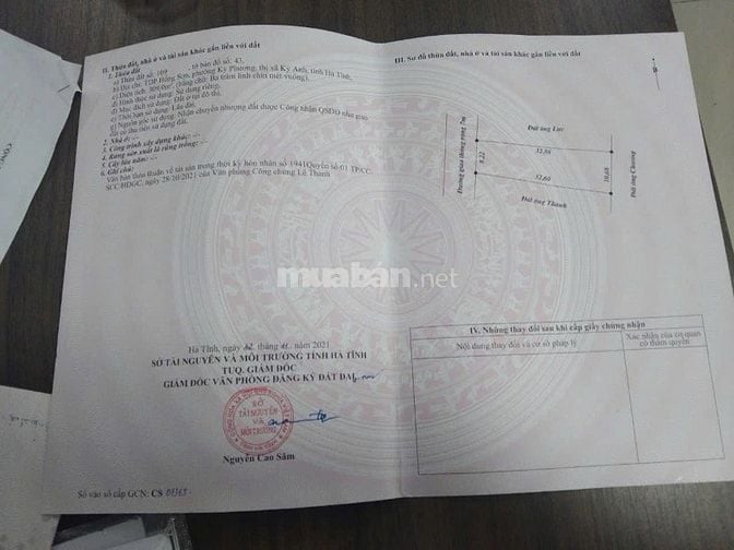 Bán gấp lô đất đẹp,FULL thổ cư,chỉ 5tr/m, thị xã Kỳ Anh, Hà Tĩnh