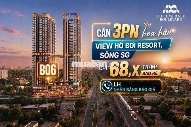 Căn Hộ The Emerald Boulevard 3PN View Sông SG, Hồ bơi - 68,xTR/m²